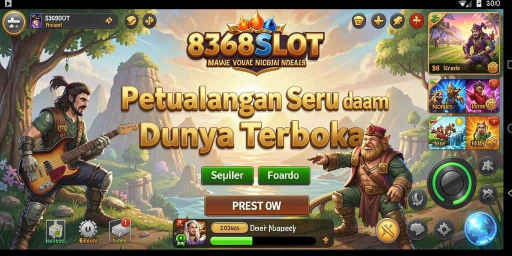 Screenshot gameplay 8368SLOT menampilkan petualangan di dunia terbuka.