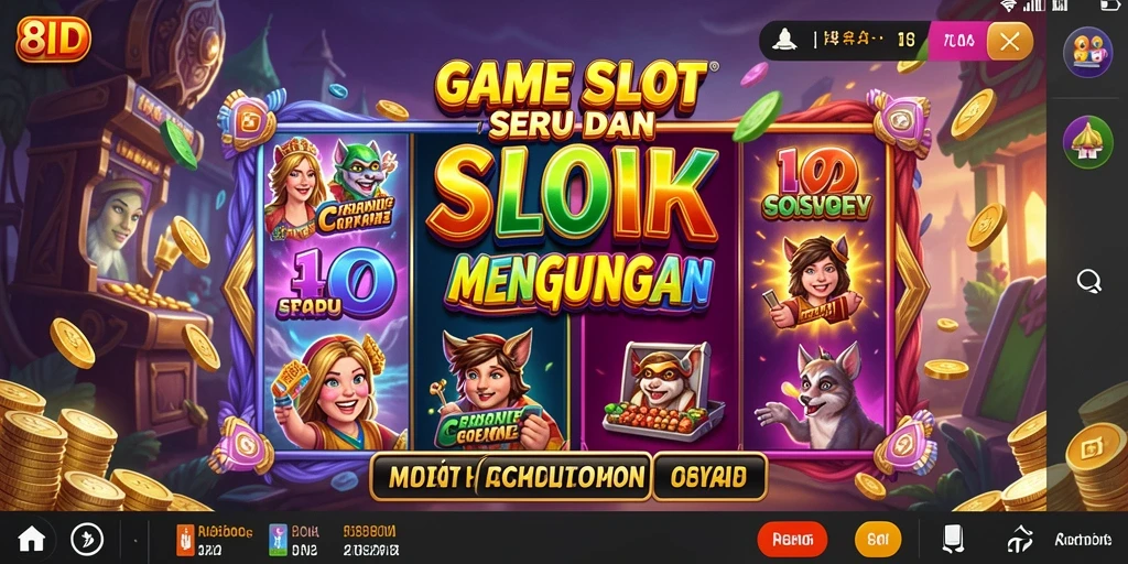Tampilan gameplay Slot seru di 8ID dengan berbagai tema menarik.