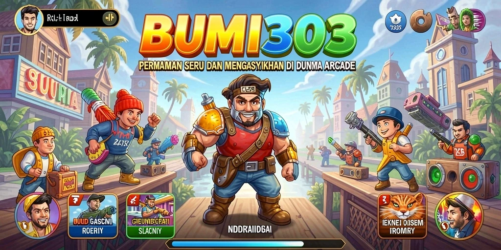 Tampilan gameplay BUMI303 yang penuh aksi dan warna-warni.