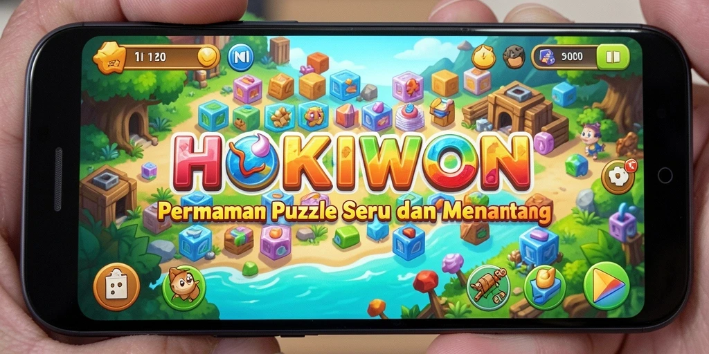 Screenshot utama HOKIWON menampilkan gameplay Puzzle yang seru dan menantang.