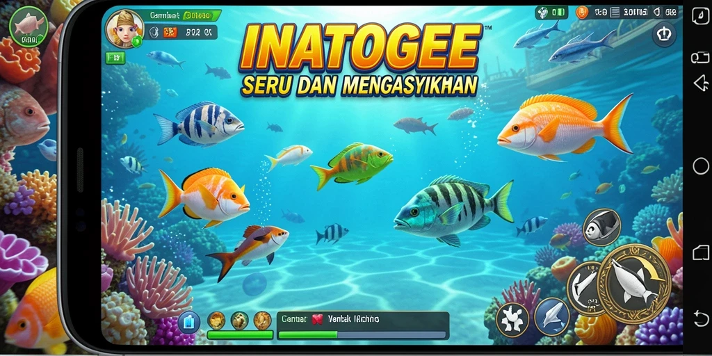 Tampilan gameplay INATOGEL dengan aksi menembak ikan yang seru.