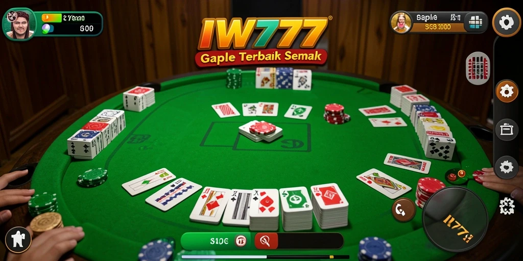 Tampilan gameplay seru IW777 saat bermain Gaple dengan teman-teman.