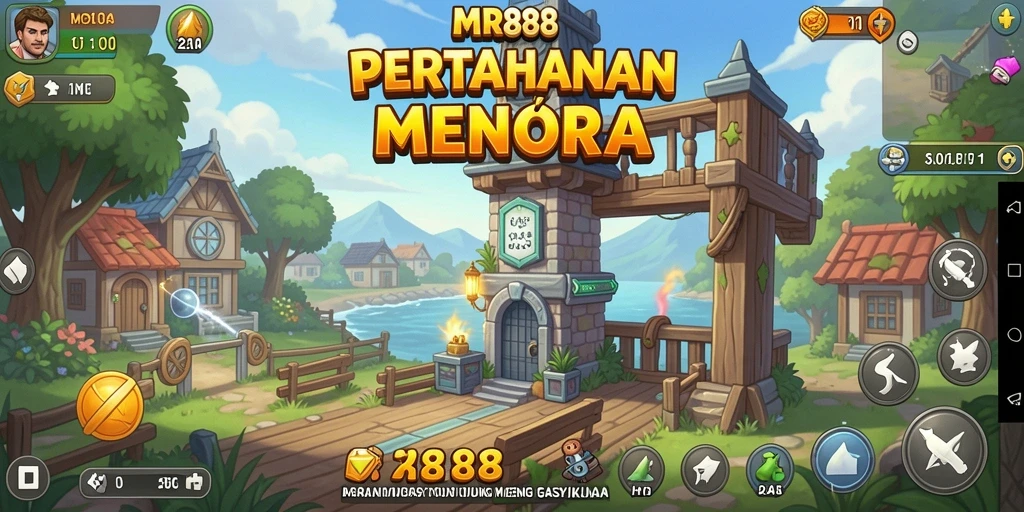 Tangkapan layar gameplay <strong>MR888</strong> menampilkan aksi pertahanan menara yang intens.