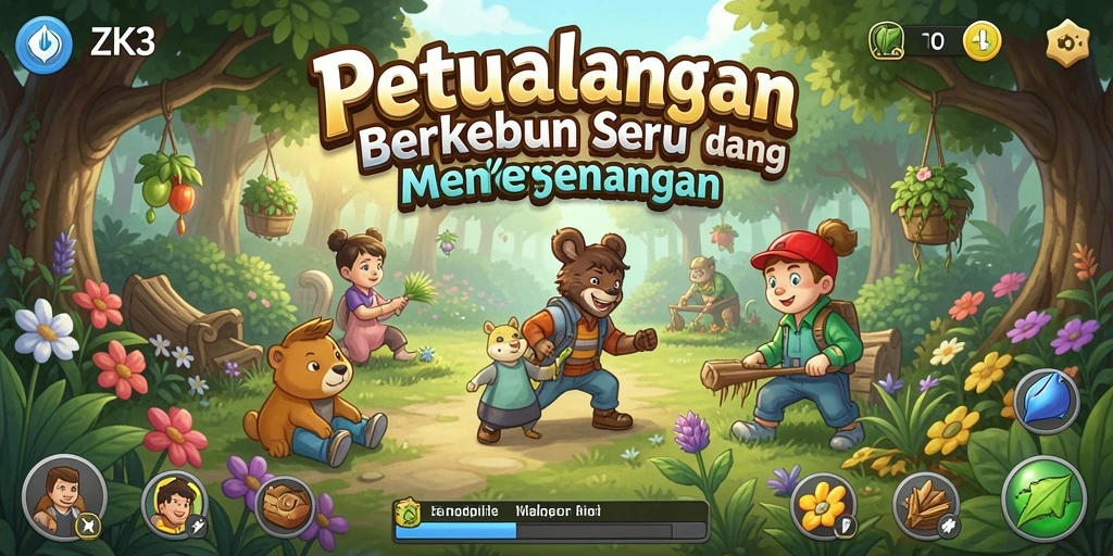 Tampilan gameplay ZK3 yang menampilkan aktivitas bertani.