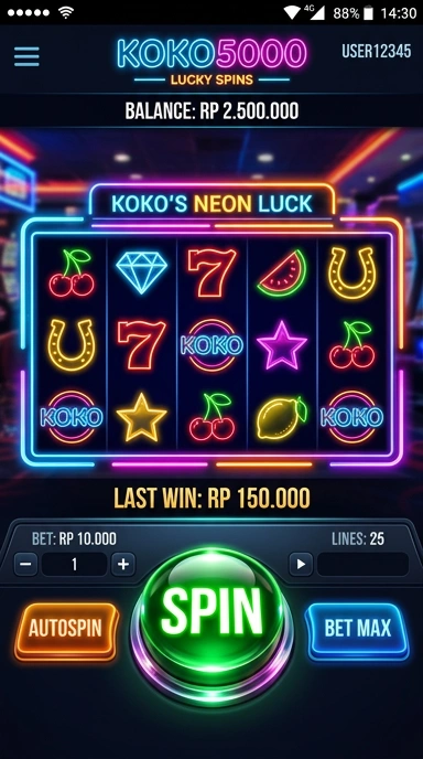 Tampilan antarmuka utama koko5000 yang menarik.